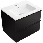 CERANO - Kúpeľňová skrinka Velora - čierna matná, úchytka čierna + keramické umývadlo Novo - biela lesklá - 61x54,5x46,5 CER-979889