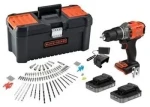 BlackDecker BCD383D2TA čierno-oranžová / Aku vŕtačka a skrutkovač / 18V / 2x 2 Ah / 1550 ot-min / 45 Nm / kufor (BCD383D2TA)