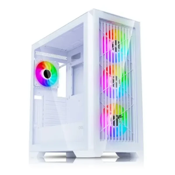 Evolveo Ptero Q2G biela / ATX / 1x USB 3.2 Gen 1 + 2x USB 2.0 / 4X 120 mm ARGB / bez zdroja / priehľadná bočnica + predná (PTEROQ2G-WH)