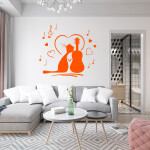 Veselá Stena Samolepka Mačička milujúca hudbu Farba: růžová, Veľkosť: 80 x 76 cm