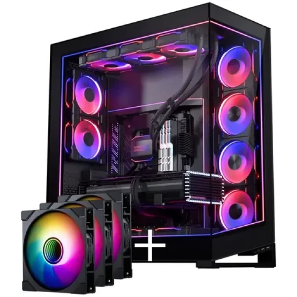 PHANTEKS NV Series NV7 čierna + M25 Gen2 D-RGB 3×140 mm + DRGB Kit / Full tower skriňa / E-ATX / priehľadná bočnica (GABU-543)