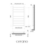 CERANO - Elektrický sušiak uterákov Luca, s displejom - 128 W - biela lesklá - 860x550 mm LIV-W-EG-8-55