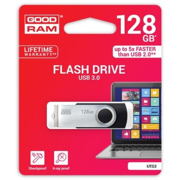 Goodram UTS3 128GB čierna / Flash disk / USB 3.0 / čítanie: 60MBs / zápis: 20MBs / dopredaj (UTS3-1280K0R11)