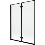 MEXEN - MIST vaňová zástena 130x150 cm 6mm 2-s, čierna, okraj, ľavá 8A9-130-002-70-70-L