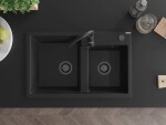 MEXEN/S MEXEN/S - Tomas granitový drez 2-bowl 800 x 500 mm, čierna, + čierny sifón 6516802000-77-B