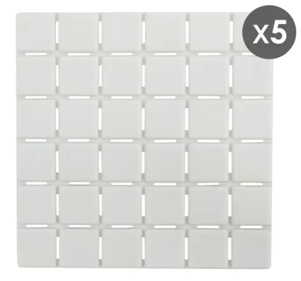 MSV QUADRO súprava 5 ks protišmykových podložiek biela / SBS kaučuk / 13 x 13 cm