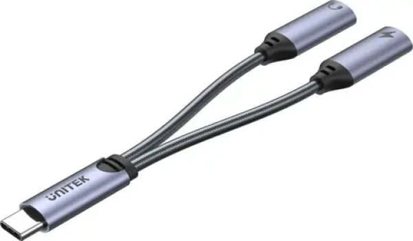 Unitek M206A / Rozbočovač USB-C / 2× USB-C / audio + nabíjanie / 18W (M206A)