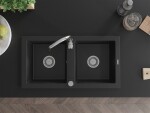 MEXEN MEXEN - Mario granitový drez 2-bowl 820x436 mm, čierna 6504822000-77