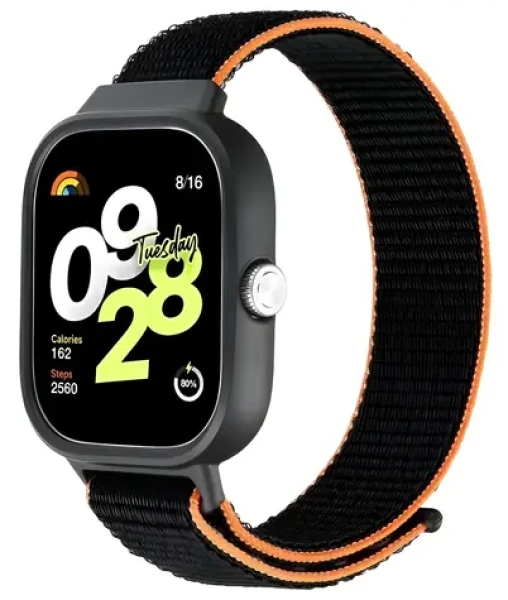Beline Remienok pre Redmi Watch 4 čierno-oranžová / Náhradný remienok / Nylon / Suchý zips