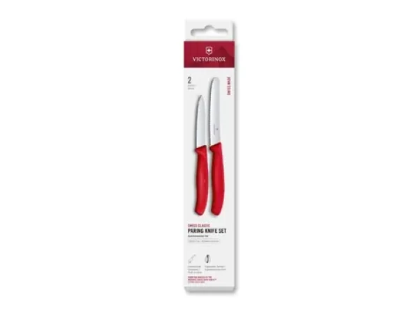 VICTORINOX Swiss Classic Kuchynský nôž 2 ks červená / rovné a vrúbkované ostrie (6.7111.2C1)