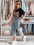 Džínsová midi sukňa s rozparkom MORETES modrá FashionStreet CY0481 XL