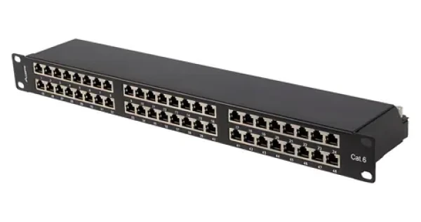 Lanberg Patch panel 48 portov 1U čierny / Patch panel / 19" / Cat.6 FTP / tienený (PPS6-1048-B)