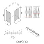 CERANO - Sprchová zástena Walk-in Crystal TL/P - 8 mm - bezvzperový systém + polička/držiak na uteráky - chróm, grafitové sklo - 150x120x200 CER-8050BD6267