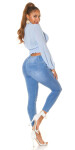 Sexy skinny džínsy s vysokým pásom "perfect blue" roztrhané denimblue 44