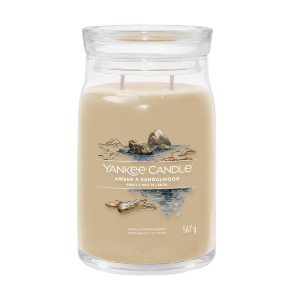 Yankee Candle Signature Amber amp; Sandalwood veľký pohár 567g / doba horenia až: 90h (5038581129150)