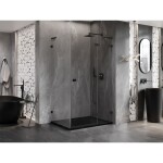 MEXEN/S - Lunar L sprchový kút dvere krídlové pravá 75 x 80, transparent, čierna 834L-075-080-70-00-P