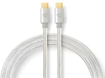 Nedis USB-C - USB-C strieborná / Dátový kábel / USB 2.0 / 100 W / 480 Mbps / 1 m / Opletený (CCTB60800AL10)