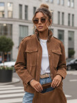 Dámska semišová bomber bunda svetlohnedá FashionStreet TY5644 S