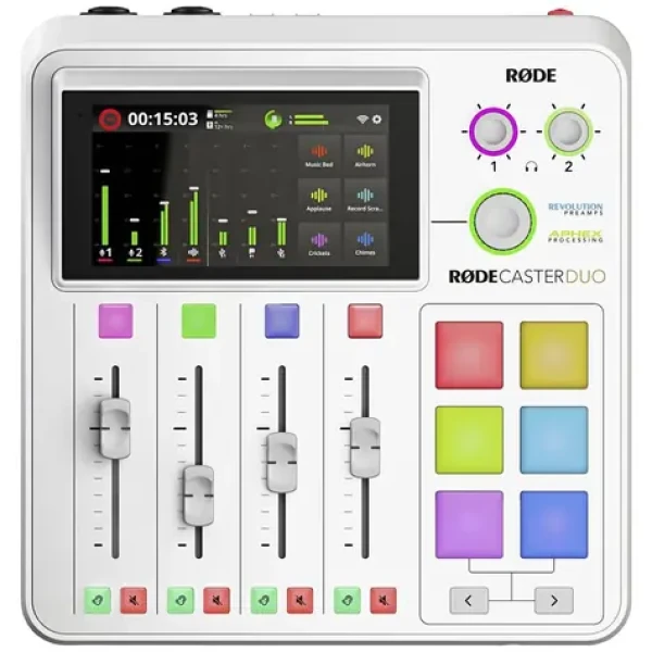 Rode RodeCaster Duo biela / Digitálny mixážny pult /3.5mm / XLR / USB-C / Bluetooth / microSD (RCDUOW-E)