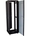 Xtendlan 42U/600x600 čierna / Stojanový rozvádzač / 19" / 600x600 mm / Sklenené dvere / Plný chrbát (ECO-42U-66-BLACK-S)