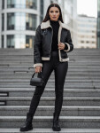 Dámska kožená bunda s ovčou kožušinou SHEREB black FashionStreet TY4756z XL