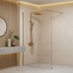 REA/S - Sprchová zástena Flexi Transparent / Brush Gold 130 KPL-K99278