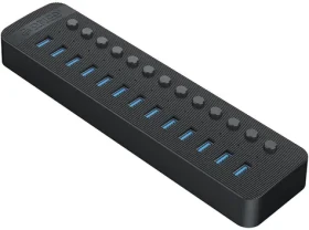 Orico USB Hub 13x USB-A s vypínačmi čierna / USB Hub / 13x USB-A 3.0 / vypínač pri každom porte / napájanie 60W (CT2U3-13AB-EU-BK-BP)