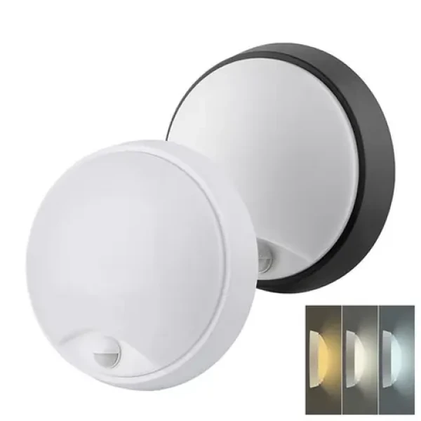 Solight WO780 LED vonkajšie osvetlenie so senzorom a nastaviteľnou CCT 18W / 1350lm / 22cm / 2v1 - biely a čierny kryt (8592718029371)