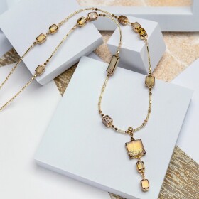 Lampglas Dlhý náhrdelník s originálnymi perlami Golden Amulet Lampglas NCV2