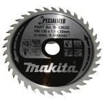 Makita SPECIALIZED B-33635 tvrdokovový pílový kotúč 136 x 20 x 1 mm Počet zubov (na palec): 36 1 ks; B-33635