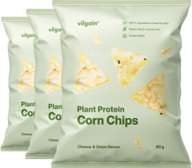 Vilgain Kukuričné proteínové chipsy BIO – 3× Cibuľa so syrom 60 g