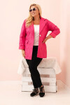 Dámska prešívaná bunda Plus Size s golierom a gombíkom Pink UNI