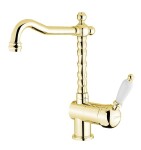 SAPHO SAPHO - KIRKÉ WHITE stojánkova drezová batéria, biela páčka, zlato KI14BZ