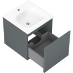 MEXEN/S - Orio kúpeľňová skrinka 45 cm s umývadlom Vela, 1 šuplík, grafit mat/biela mat 91A10-04547-1-BF66-W23M01