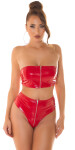 Sexy Koucla Latex look bandeau top with zip red L