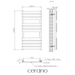 CERANO - Kúpeľňový radiátor Claude - bočné pripojenie - 480 W - čierna matná - 1000x500 mm CER-050692