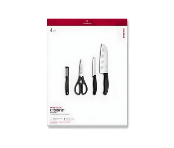 VICTORINOX Swiss Classic Kuchynská súprava 4 ks čierna / Kuchynská súprava / darčeková krabička (6.7133.41G)