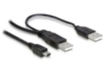 DeLock USB 2.0 kábel 2xAlt;-gt;miniB 5-pin prepojovací 1m / napájací (82447)