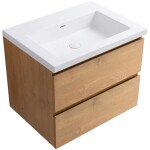 CERANO - Kúpeľňová skrinka Carole - dub medový + umývadlo z lit. mramoru Ovo - biela lesklá - 70,5x53x46,5 CER-8050BD85878