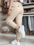 Dámske nohavice chinos s opaskom RELCIX light beige FashionStreet UY2585 L