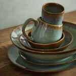 MADAM STOLTZ Kameninová miska Green Reactive Glaze Small