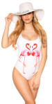 Trendy Swimsuit with Flamingo Print white 34