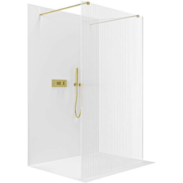 CERANO - Sprchová zástena Walk-in Onyx Duo Ľ/P - 8 mm - hranatá vzpera - zlatá, ryhované sklo - 80x200 CER-8050BD1939
