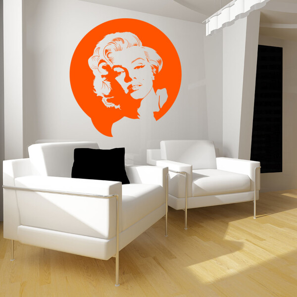 Veselá Stena Samolepka Portrét Marilyn Monroe Farba: oranžová, Veľkosť: 80 x 85 cm