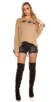 Trendy KouCla chunky knit jumper with lacing Einheitsgroesse