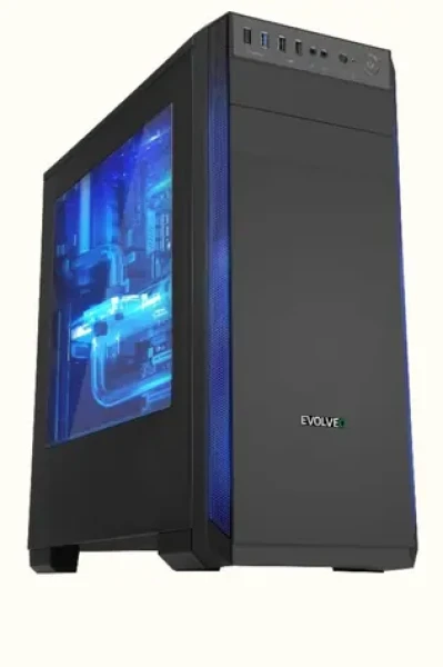 EVOLVEO T3 čierna / ATX / 2x USB 2.0 + 1x USB 3.0 / 5x 120 mm / bez zdroja / priehľadná bočnica (CAET3)