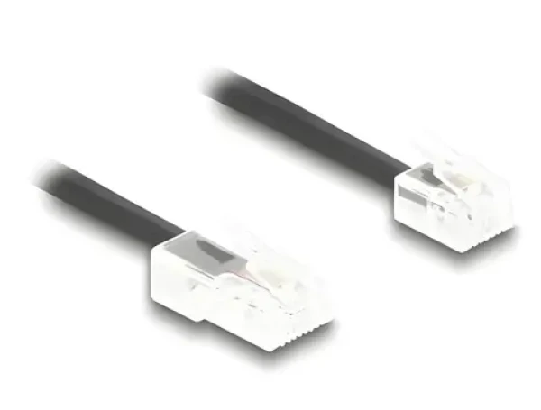 DeLock / Špirálový telefónny kábel / RJ11 - RJ45 / 2 m / čierny (88479)