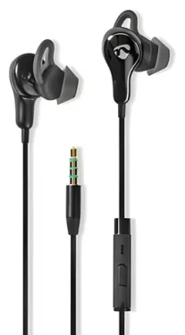 Nedis Káblové slúchadlá čierna / Slúchadlá / 3,5 mm / Dĺžka kábla 1,2 m / Vstavaný mikrofón / Ovládanie hlasitosti (HPWD8000BK)
