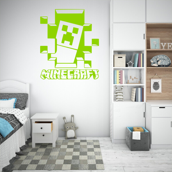 Veselá Stena Samolepka Minecraft hra Farba: zelená, Veľkosť: 60 x 71 cm