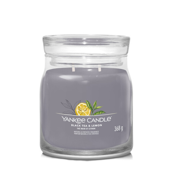 Yankee Candle Signature Black Tea amp; Lemon stredný pohár 368g / doba horenia až: 50 h (5038581129310)